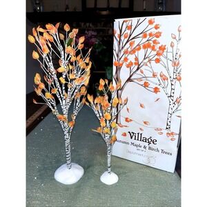 Dept 56 Village Accessories Autumn Birch Set of 2 Fall Orange Colorful